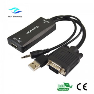 VGA macho para HDMI fêmea + Áudio + USB de alimentação Código: FEF-HIC-011