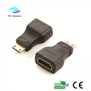 HDMI fêmea para mini adaptador macho HDMI ouro / niquelado Código: FEF-H-022