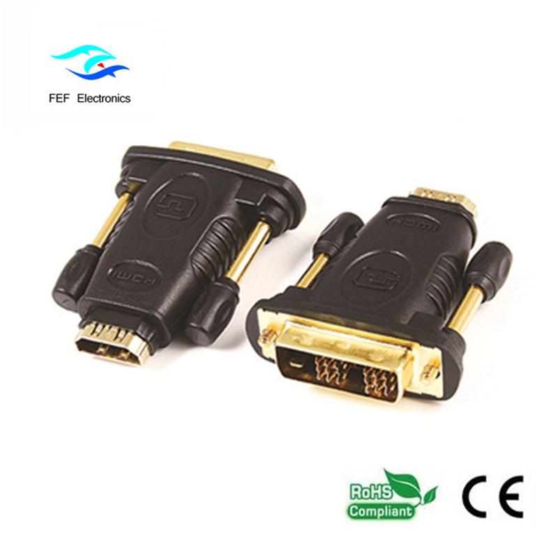DVI (24 + 1) macho para adaptador fêmea HDMI ouro / níquel Código: FEF-HD-005